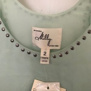 NWT Milly Seaglass Studded Silk Tank